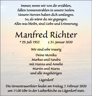 Erinnerungsbild für Manfred Richter